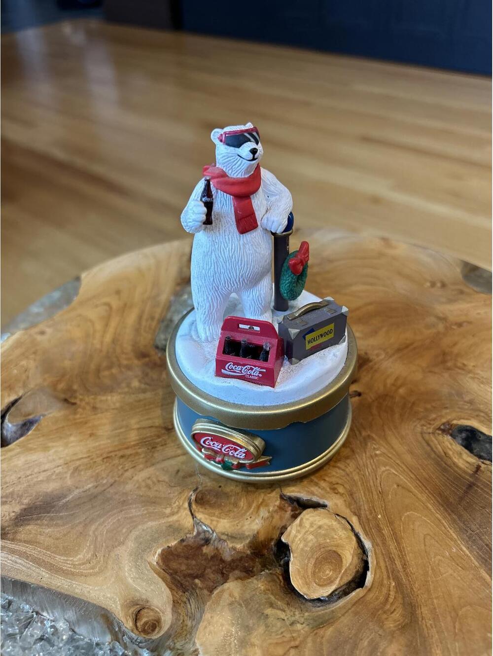1996 Coca-Cola Polar Bear Figurine Music Box